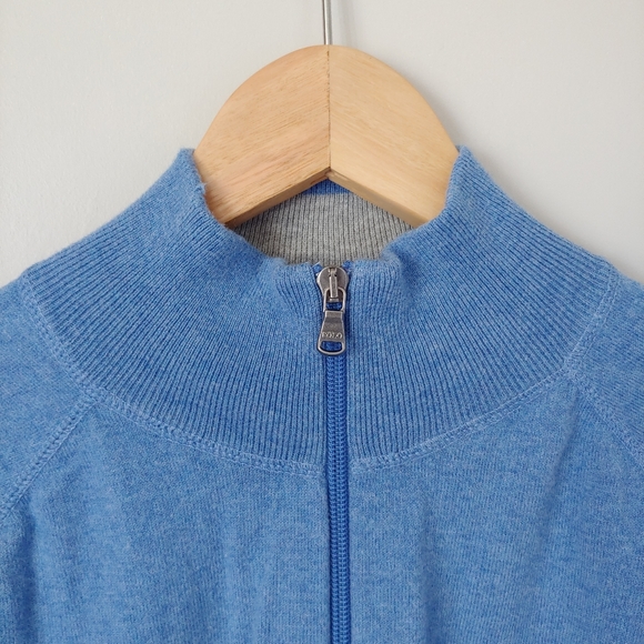 Polo Ralph Lauren Full Zip Cotton Sweater Size Large Blue - Picture 5 of 15